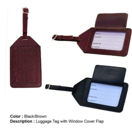 Black & Brown Genuine Leather Luggage Tag
